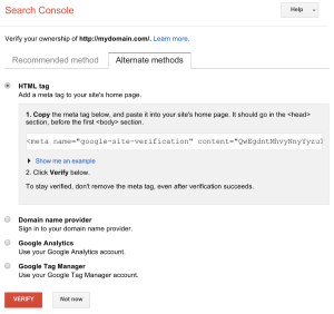 Verify page in Google Webmaster Tools