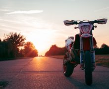 Motorcycle in sunset