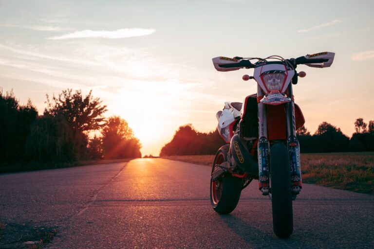 Motorcycle in sunset