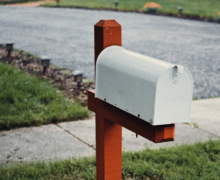 A mailbox with stand.