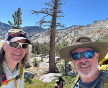 Stu and Jeff taking a selfie while trekking.